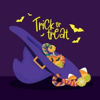 farbig Halloween Süßigkeiten Hexe Hut glücklich Halloween Vektor Illustration