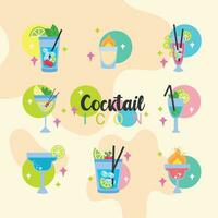 uppsättning av coctail glasögon ikon vektor vektor illustration