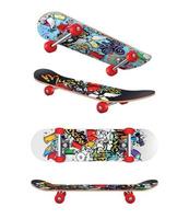 Skateboardmuster realistisches Set vektor