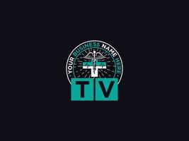 modern TV medicinsk logotyp ikon, monogram TV logotyp brev design för klinik vektor
