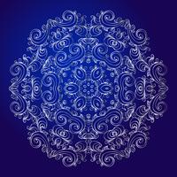 Mandala, Amulett. Esoterisches silbernes Symbol auf einem blauen Hintergrund. vektor