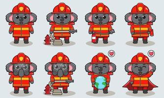Vektor-Illustration von Koala-Feuerwehrleuten vektor