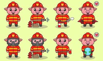 vektor illustration av gris brandmän
