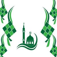 Ketupat ikon för Aidil Fitri ramadan symbol i platt illustration vektor isolerat i vit bakgrund