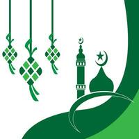 Ketupat ikon för Aidil Fitri ramadan symbol i platt illustration vektor isolerat i vit bakgrund