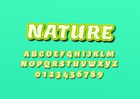 frische und naturstil benutzerdefinierte Schriftart Alphabet Buchstaben und Zahlen. vektor