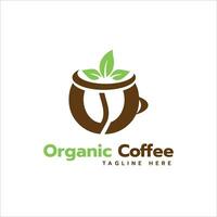 organisk kaffe unik modern kreativ logotyp design för Kafé och restaurang tjänster vektor