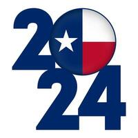 2024 Banner mit Texas Zustand Flagge innen. Vektor Illustration.