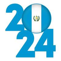 Lycklig ny år 2024 baner med guatemala flagga inuti. vektor illustration.