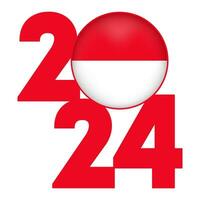 glücklich Neu Jahr 2024 Banner mit Monaco Flagge innen. Vektor Illustration.
