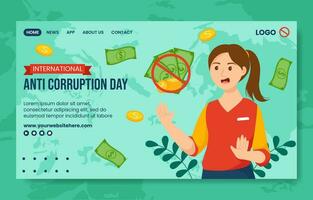 Anti Korruption Tag Sozial Medien Landung Seite Karikatur Hand gezeichnet Vorlagen Hintergrund Illustration vektor