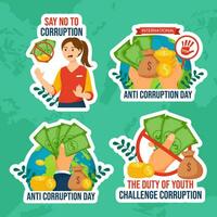 Anti Korruption Tag Etikette eben Karikatur Hand gezeichnet Vorlagen Hintergrund Illustration vektor