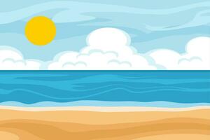 strand och hav med blå himmel och Sol vektor