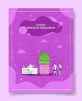 bioteknisk forskning koncept människor forskare runt laboratorium blad vektor