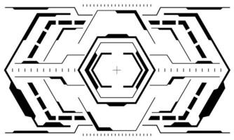 hud Sci-Fi Hexagon Schnittstelle Bildschirm Aussicht schwarz Hexagon geometrisch Design virtuell Wirklichkeit futuristisch Technologie kreativ Anzeige auf Weiß vektor