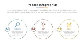 Prozessinfografik mit 3 Listenpunkten und moderner flacher Stilvorlage vektor