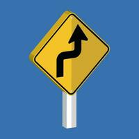 Autobahn der Verkehr liefern Scharf Kurve Zeichen 3d gestalten Vektor Illustration
