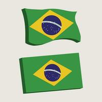 Brasilien Flagge 3d gestalten Vektor Illustration