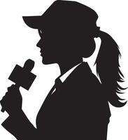 weiblich Nachrichten Reporter Vektor Silhouette Illustration