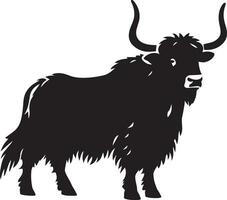 Yak Tier Vektor Silhouette Illustration schwarz Farbe