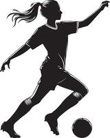 Frau Fußball Spieler Vektor Silhouette, Frau Fußball Pose Vektor