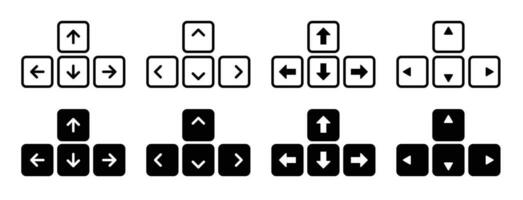 tangentbord pil nyckel knappar uppsättning. dator navigering pilar vektor symbol. upp, ner, vänster och rätt tangentbord pilar ikoner uppsättning. lämplig för mobil app, och hemsida ui design.