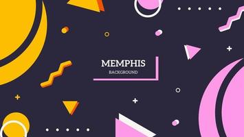 färgglada abstrakta geometriska memphis stil i svart bakgrund vektor