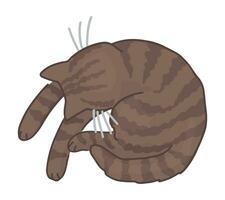 Karikatur Clip Art von süß Schlafen Katze. Gekritzel von inländisch Tier Kätzchen Haustier. Vektor Illustration isoliert auf Weiß.