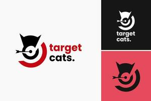 mål katter logotyp är en titel för en design tillgång den där skildrar en logotyp relaterad till katter och en mål. detta tillgång är lämplig för företag eller oed till katter, sådan som sällskapsdjur organisationer relores vektor