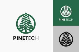 Kiefer Technik Logo ist ein Design Anlagegut mit ein Logo Vorlage einarbeiten ein Kiefer Baum Motiv vektor