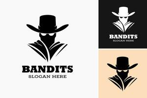 mysteriös Banditen Silhouette Logo. diese Logo geeignet zum Designs verbunden zu boshaft oder rebellisch Themen. vektor