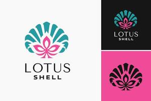 lotus skal logotyp är en design tillgång terar en logotyp av en lotus blomma omgiven förbi en skal. den är lämplig för företag eller organisationer den där främja skönhet, lugn, och andlig tillväxt. vektor