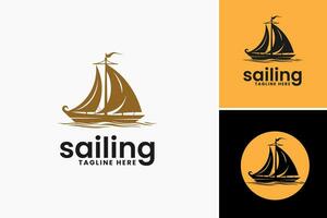 Segeln Logo Vorlage ist ein Design Anlagegut geeignet zum Erstellen Logos verbunden zu Segeln, Bootfahren, oder Marine-Thema Unternehmen und Organisationen. vektor