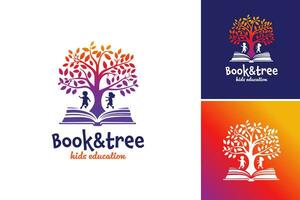 bok och träd utbildning logotyp design. den är perfekt för pedagogisk material eller mönster relaterad till inlärning, undervisning, eller miljö- medvetenhet. vektor