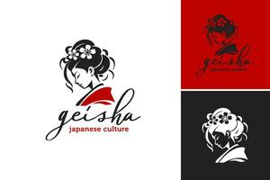 Geisha japanisch Kultur Logo ist ein Design Anlagegut verbunden zu das traditionell japanisch Kunst von Geisha. es ist geeignet zum Marke, Fan-Shop, oder irgendein Projekt Das beinhaltet fördern vektor