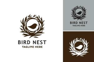 Logo zum Vogel Nest ist ein vielseitig Design Anlagegut geeignet zum Unternehmen oder Marken Das spezialisieren im Vogel Nest Produkte oder Dienstleistungen. diese Logo beinhaltet Elemente verbunden zu Vögel und Nester vektor