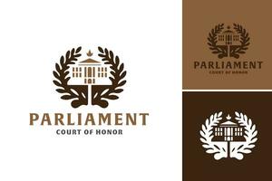 Parlament Gericht von Ehre Logo ist ein Design Anlagegut geeignet zum parlamentarisch Veranstaltungen oder regierungsbezogen Projekte Das benötigen ein ausgezeichnet und prestigeträchtig Logo. vektor