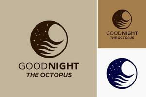 Gute Nacht das Tintenfisch ist ein wunderlich Logo Design mit ein bezaubernd Krake. diese vielseitig Anlagegut ist perfekt zum Kinder- Produkte, Thema Schlafenszeit Unternehmen vektor