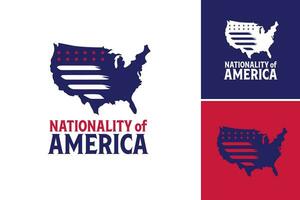 de nationalitet av Amerika logotyp detta tillgång är en patriotisk logotyp design representerar de identitet och nationalitet av Amerika vektor