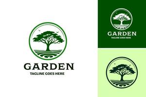 Grün Garten Logo Design, Gartenthema Logo Design perfekt zum Gartenarbeit Unternehmen, Landschaftsgärtner, Pflanze Kindergärten, oder irgendein andere Grün und Naturorientiert Marken. vektor