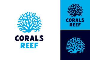 Korallen Riff Logo ist ein Titel zum ein Design Anlagegut mit ein stilisiert Koralle Riff. diese Anlagegut ist geeignet zum Unternehmen oder Organisationen verbunden zu Marine Erhaltung, Tauchen Tauchen vektor