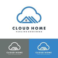 moln hem moln hus logotyp uppsättning vektor ikon illustration design