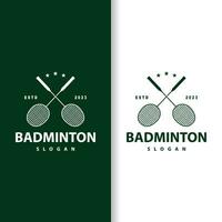 badminton logotyp, enkel badminton racket design, retro årgång minimalistisk sporter begrepp vektor