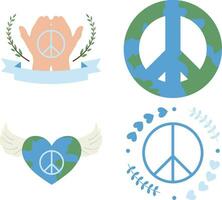 Sammlung von Welt Frieden Tag. isoliert auf Weiß Hintergrund. Vektor Illustration.