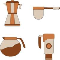 Sammlung von Kaffee Herstellung Ausrüstung. Vektor Illustration.