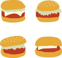 Burger Essen Illustration mit eben Design. isoliert Vektor Satz.