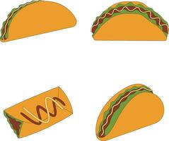 samling av tacos mat illustration. isolerat vektor ikon.