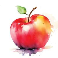 Aquarell Hand gezeichnet rot Apfel umweltfreundlich natürlich Obst Illustration auf Weiß Hintergrund. vektor