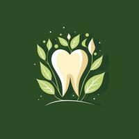 Dental Wellness gefüllt bunt Logo. ganzheitlich Gesundheit. Pflanze basierend. Molar Zahn und Blätter. Design Element. erstellt mit künstlich Intelligenz. ai Kunst zum korporativ Marke, Kräuter- Zahnpasta vektor