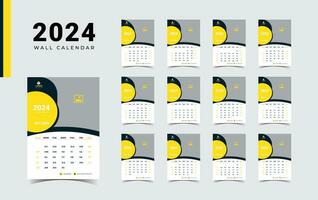 Neu Jahr Kalender zum 2024, Woche Start Sonntag korporativ Design Planer Vorlage. Mauer Kalender im ein minimalistisch Stil. vektor